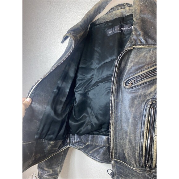 Calugi E Giannelli Leather Jacket Italy Biker Grunge Distressed 50 Pilot Rare - Picture 15 of 16